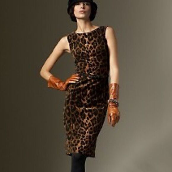 Talbots Velvet Sleeveless Animal Print Shift Dress Belted Size 8P NWT - Picture 1 of 8